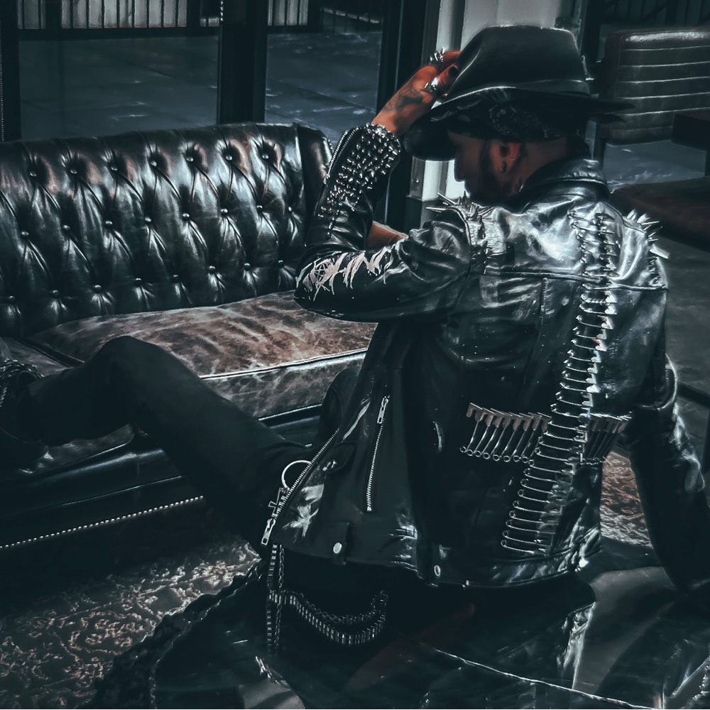 ‘The Hollywood’ Real Leather Painted Moto Spiked Leather Jacket